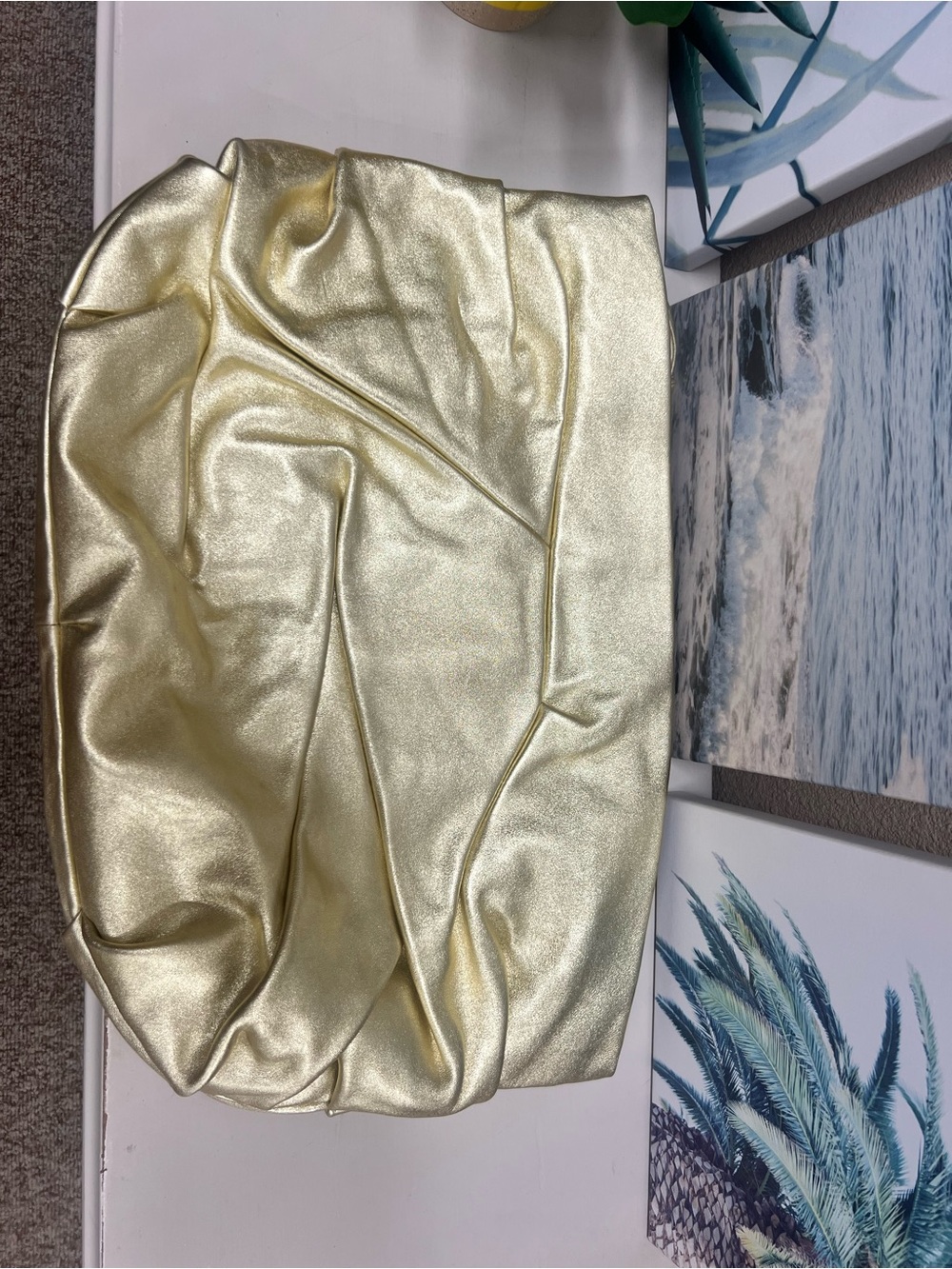 HOBO International Large Leather Gold Metallic Slouchy Clutch
